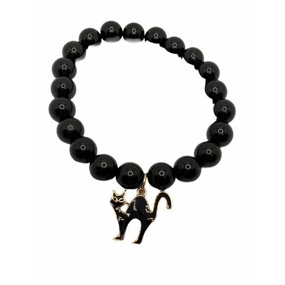 Avon Jewelry Vintage Avon Black Bead Expanded Bracelet Wblack Cat